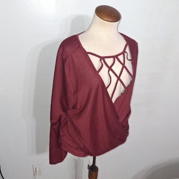 Beautiful Burgandy Long Sleeve Top- W Sz XL - Picture 3 of 6